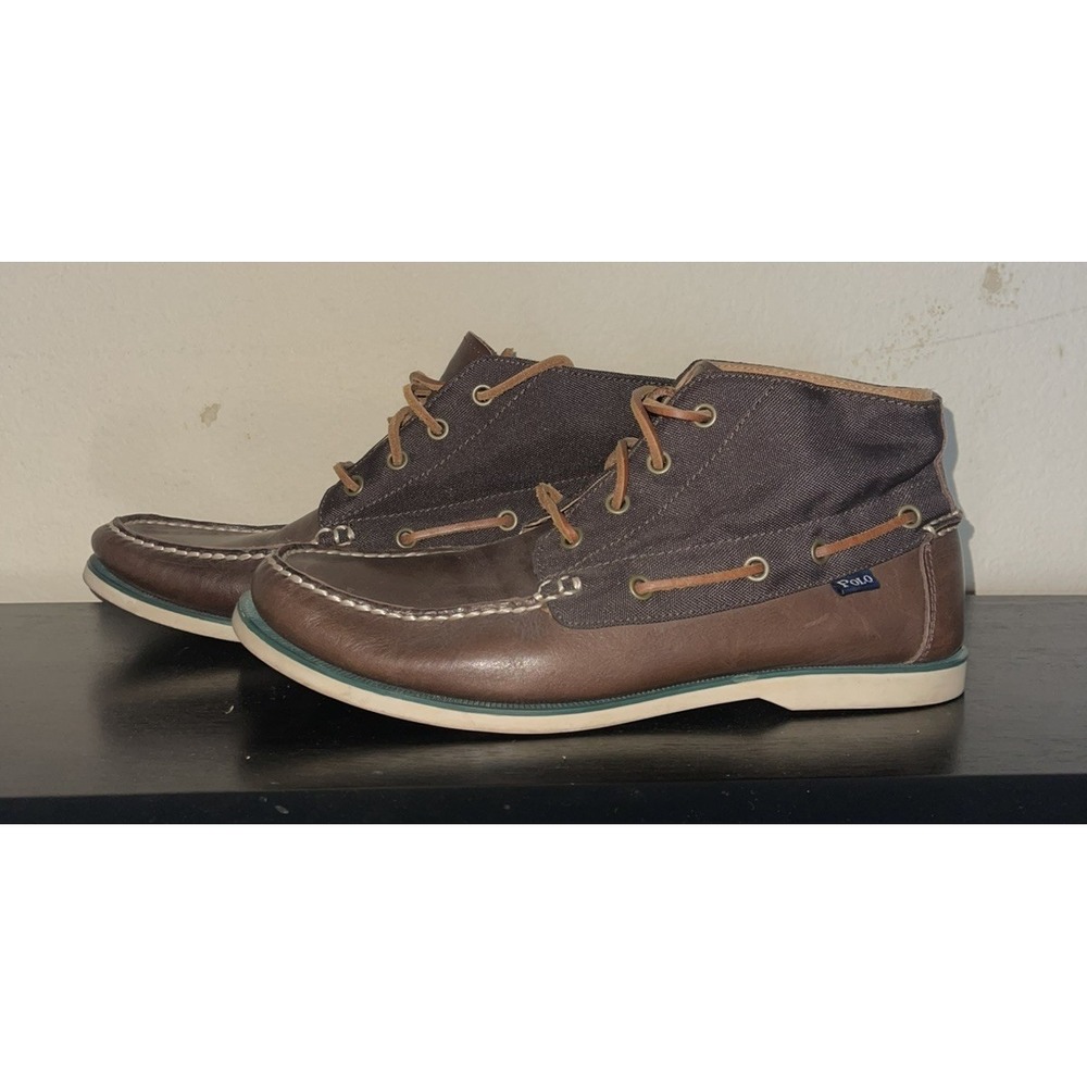 Polo Ralph Lauren Brawley Chukka Boots Mens Size 9.5 Brown Leather Casual LaceUp